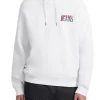 Felpa con cappuccio con logo ricamato bianco