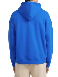 Felpa con cappuccio con logo ricamato bluette