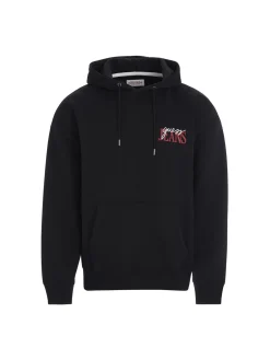 Felpa con cappuccio con logo ricamato nero