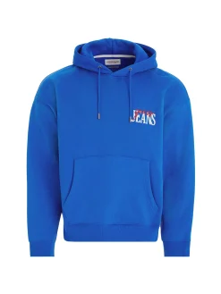 Felpa con cappuccio con logo ricamato bluette