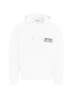 Felpa con cappuccio con logo ricamato bianco