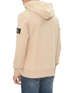Felpa con cappuccio e badge sulla manica kaki