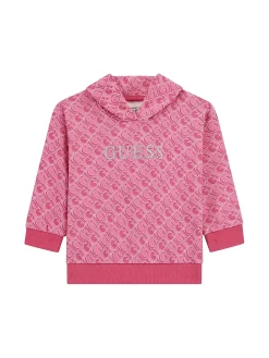Felpa con cappuccio e pattern monogram allover rosa