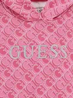 Felpa con cappuccio e pattern monogram allover rosa