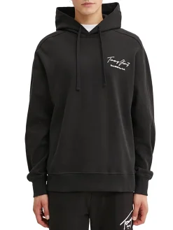 Felpa con cappuccio e scritte sul retro nero