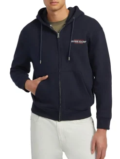 Felpa con cappuccio e zip American Tradition blu