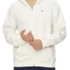 Felpa con cappuccio e zip bianco antico