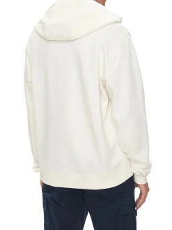 Felpa con cappuccio e zip bianco antico