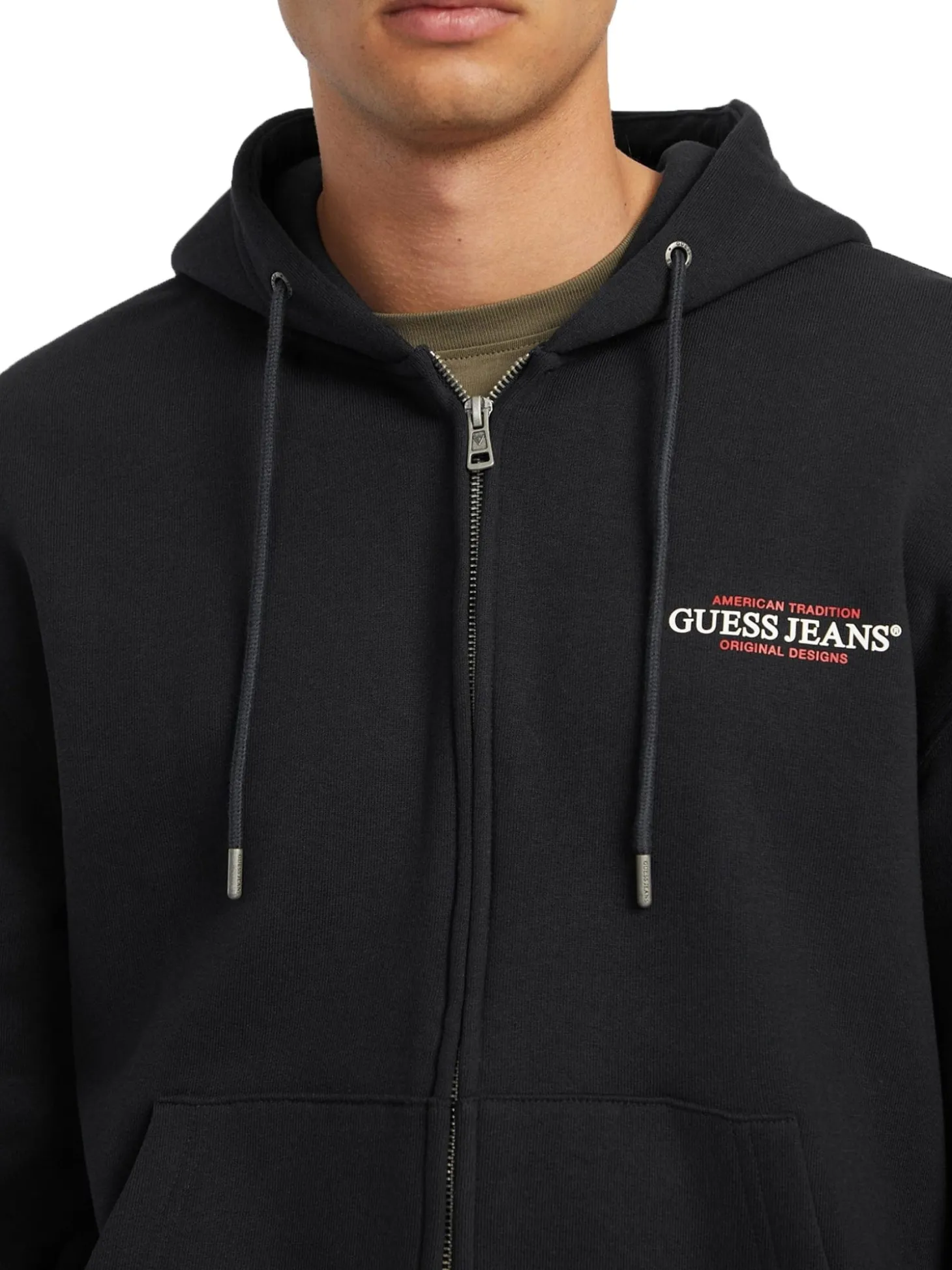 Felpa con cappuccio e zip American Tradition nero