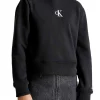 Felpa con cappuccio nero con logo CK frontale nero