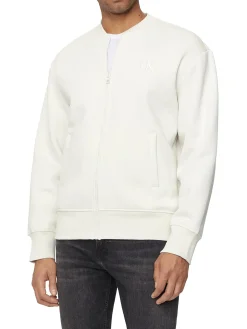 Felpa con chiusura a zip, girocollo, con maxi logo ricamato sul di die