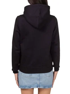 Felpa con logo lineare e cappuccio nero