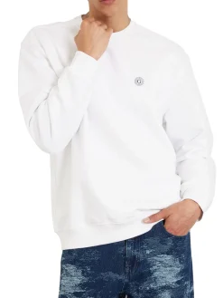 Felpa con pach cotone bianco