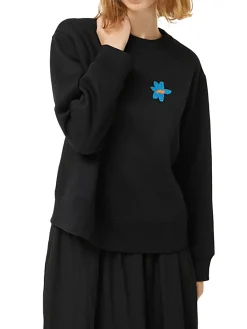 Felpa con patch di fiori nero
