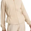 Felpa con zip e strass beige