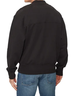 Felpa con zip logo embroidered nero
