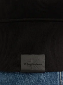 Felpa con zip logo embroidered nero