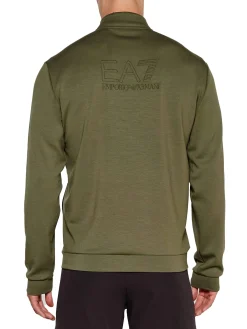 Felpa con zip modal box logo sul petto verde