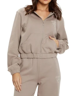 Felpa crop con cappuccio Eden grigio
