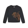 Felpa girocollo active logo ricamato laterale nero