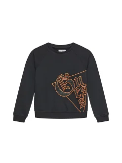 Felpa girocollo active logo ricamato laterale nero