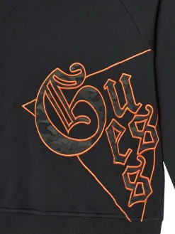 Felpa girocollo active logo ricamato laterale nero