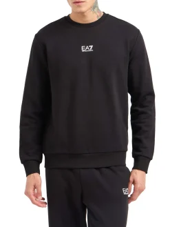Felpa girocollo basic con logo sul petto nero
