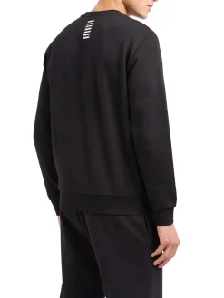 Felpa girocollo basic con logo sul petto nero