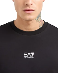 Felpa girocollo basic con logo sul petto nero