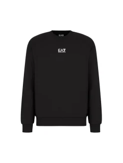 Felpa girocollo basic con logo sul petto nero