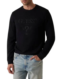 Felpa girocollo beau con logo ricamato nero