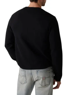 Felpa girocollo beau con logo ricamato nero