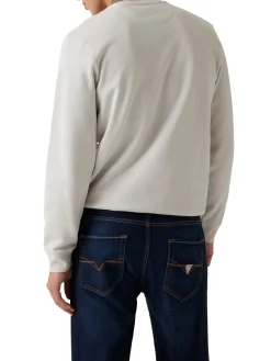 Felpa girocollo beau con logo ricamato beige