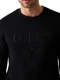 Felpa girocollo beau con logo ricamato nero
