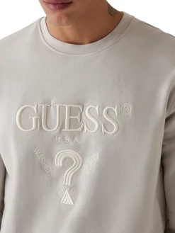 Felpa girocollo beau con logo ricamato beige