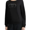 Felpa girocollo con logo in strass nero