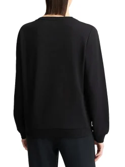 Felpa girocollo con logo in strass nero