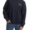 Felpa girocollo con maxi logo posteriore blu