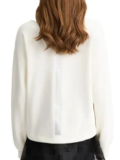 Felpa girocollo con strass bianco