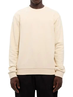 Felpa girocollo Emporio Armani con logo sul colletto panna
