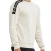 Felpa girocollo jersey con stampa logo sulla spalla panna