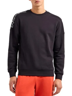Felpa girocollo jersey con stampa logo sulla spalla nero