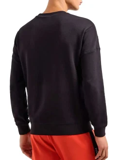 Felpa girocollo jersey con stampa logo sulla spalla nero