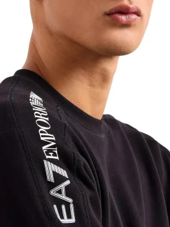 Felpa girocollo jersey con stampa logo sulla spalla nero