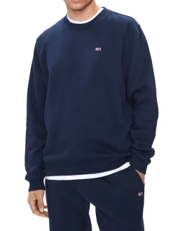 Felpa girocollo minimal con logo sul petto blu