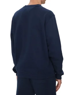 Felpa girocollo minimal con logo sul petto blu