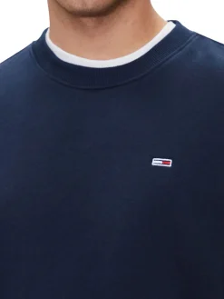 Felpa girocollo minimal con logo sul petto blu