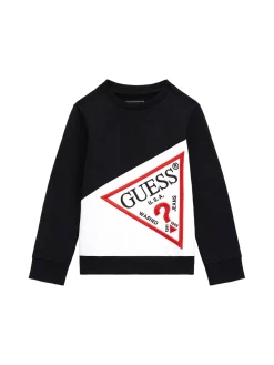 Felpa girocollo patch logo triangolo nero