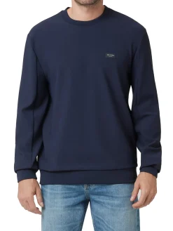 Felpa girocollo tessuto tecnico stretch blu