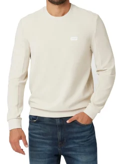 Felpa girocollo tessuto tecnico stretch beige